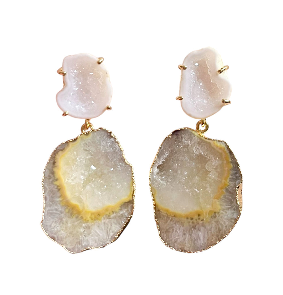 White & Lemon Swirl Earrings