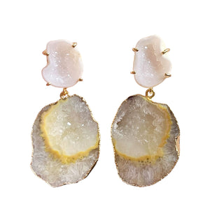 White & Lemon Swirl Earrings