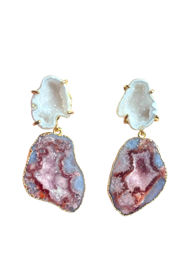 White & Peach Swirl Earrings