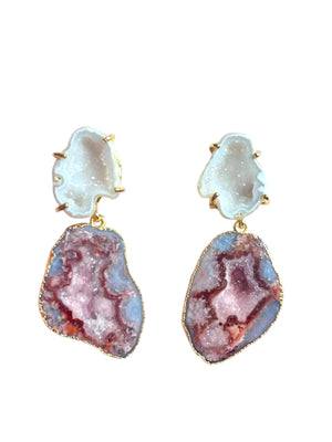 White & Peach Swirl Earrings