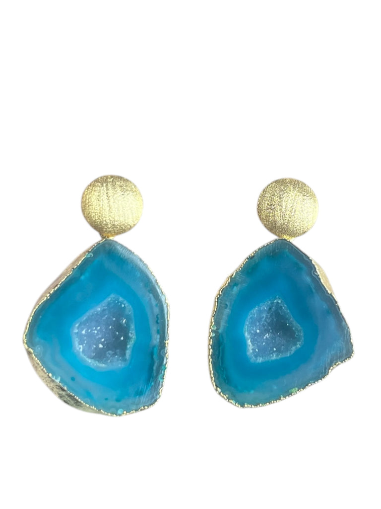 Aqua Swirl Circle Earrings