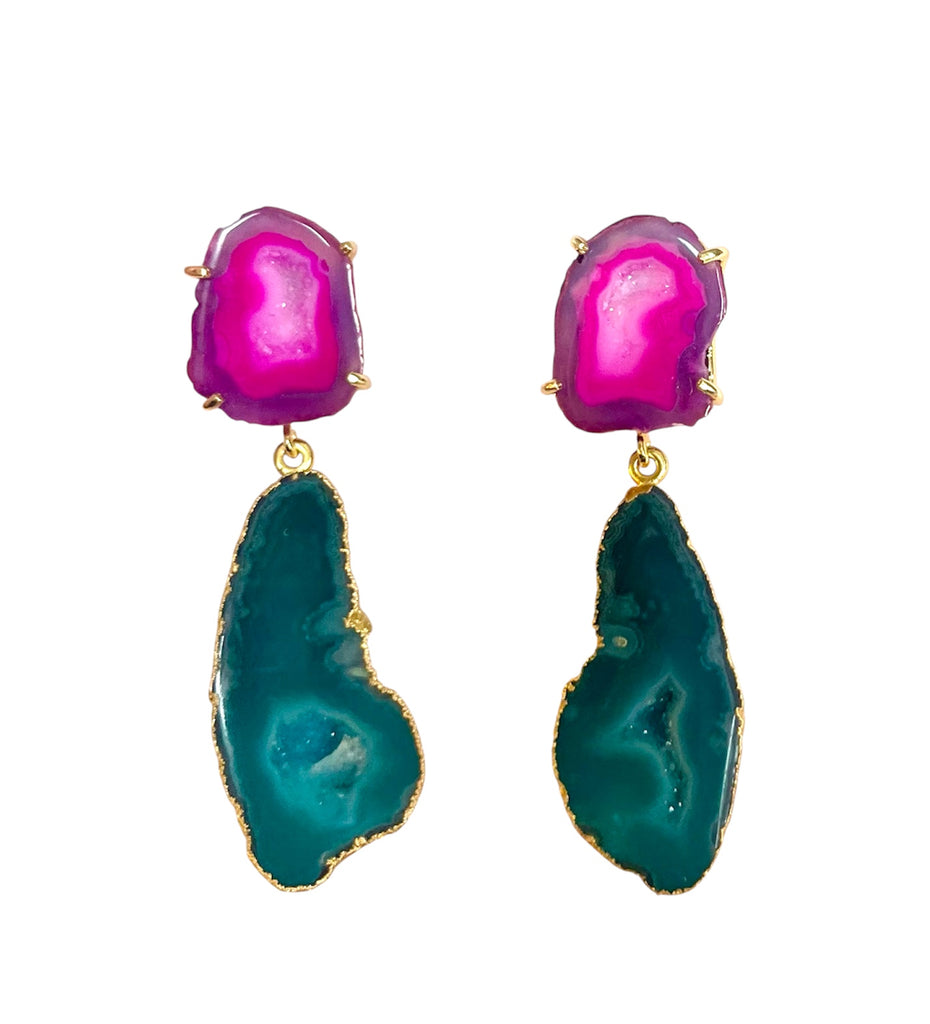 Pink & Green Drop Earrings