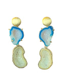 Aqua & Lemon Swirl Circle Earrings