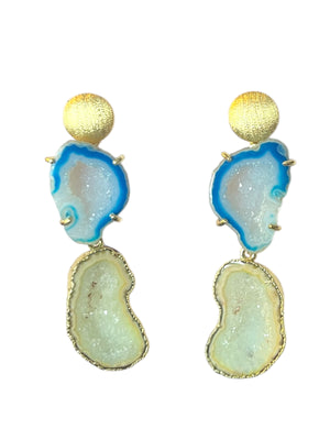 Aqua & Lemon Swirl Circle Earrings