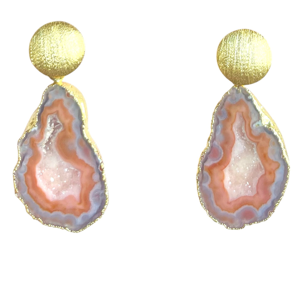 Orange Swirl Circle Earrings