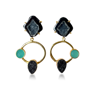 Black & Green Loop Earrings