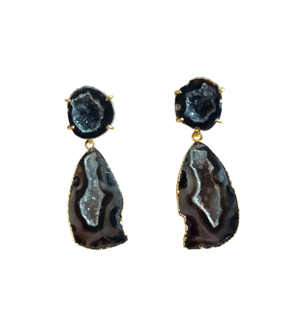 Double Black Drops Earrings
