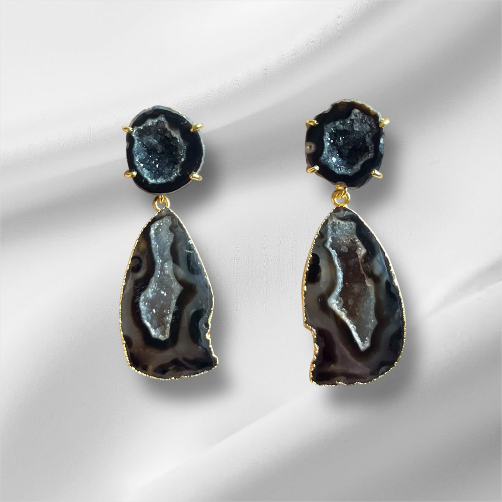 Double Black Drops Earrings