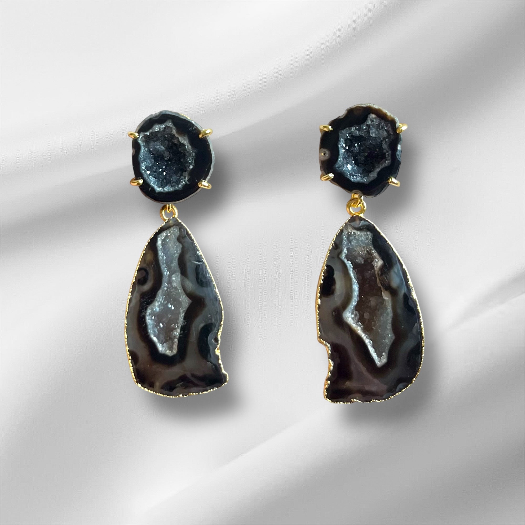 Double Black Drops Earrings