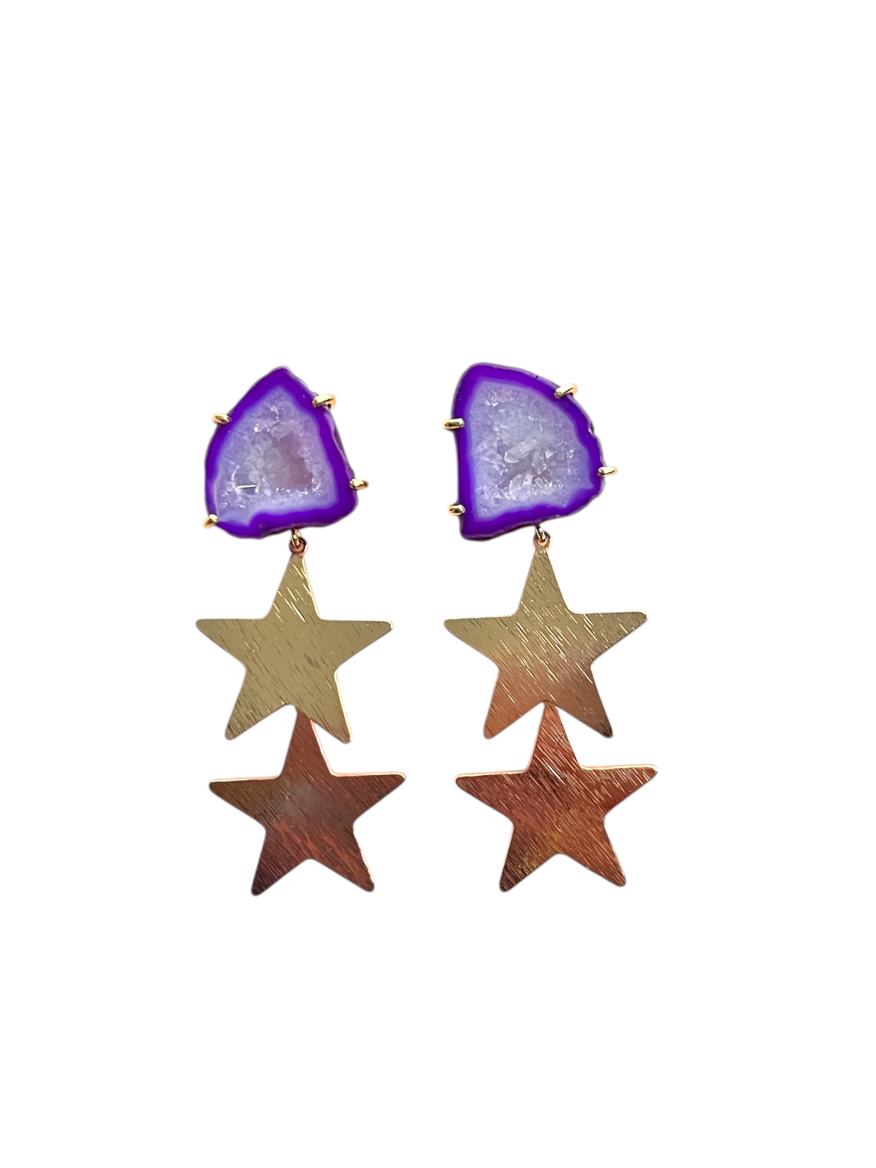 Purple Double North Star Earrings