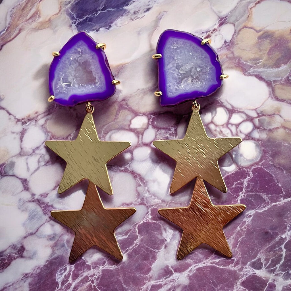 Purple Double North Star Earrings