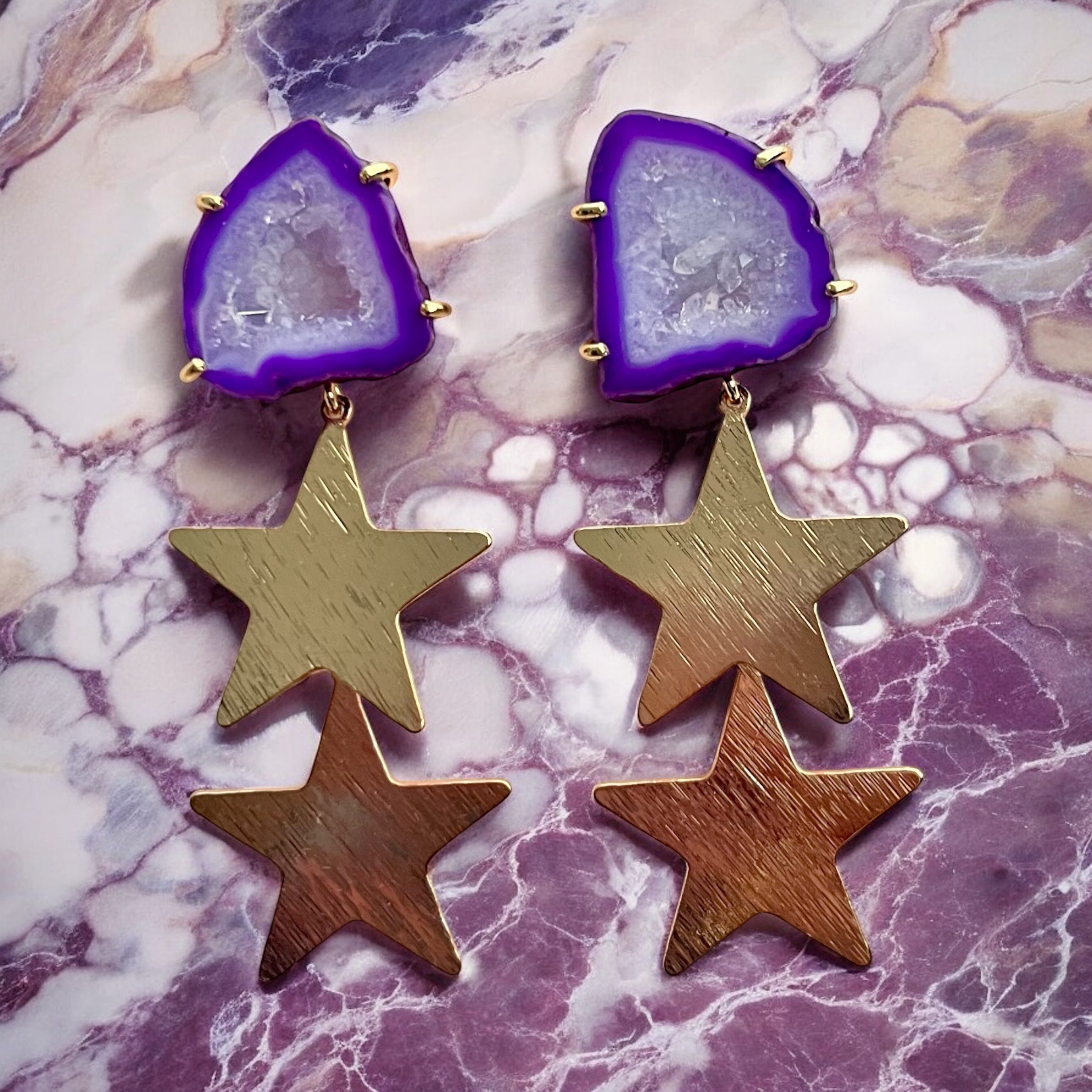Purple Double North Star Earrings