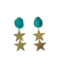 Green Double North Star Earrings