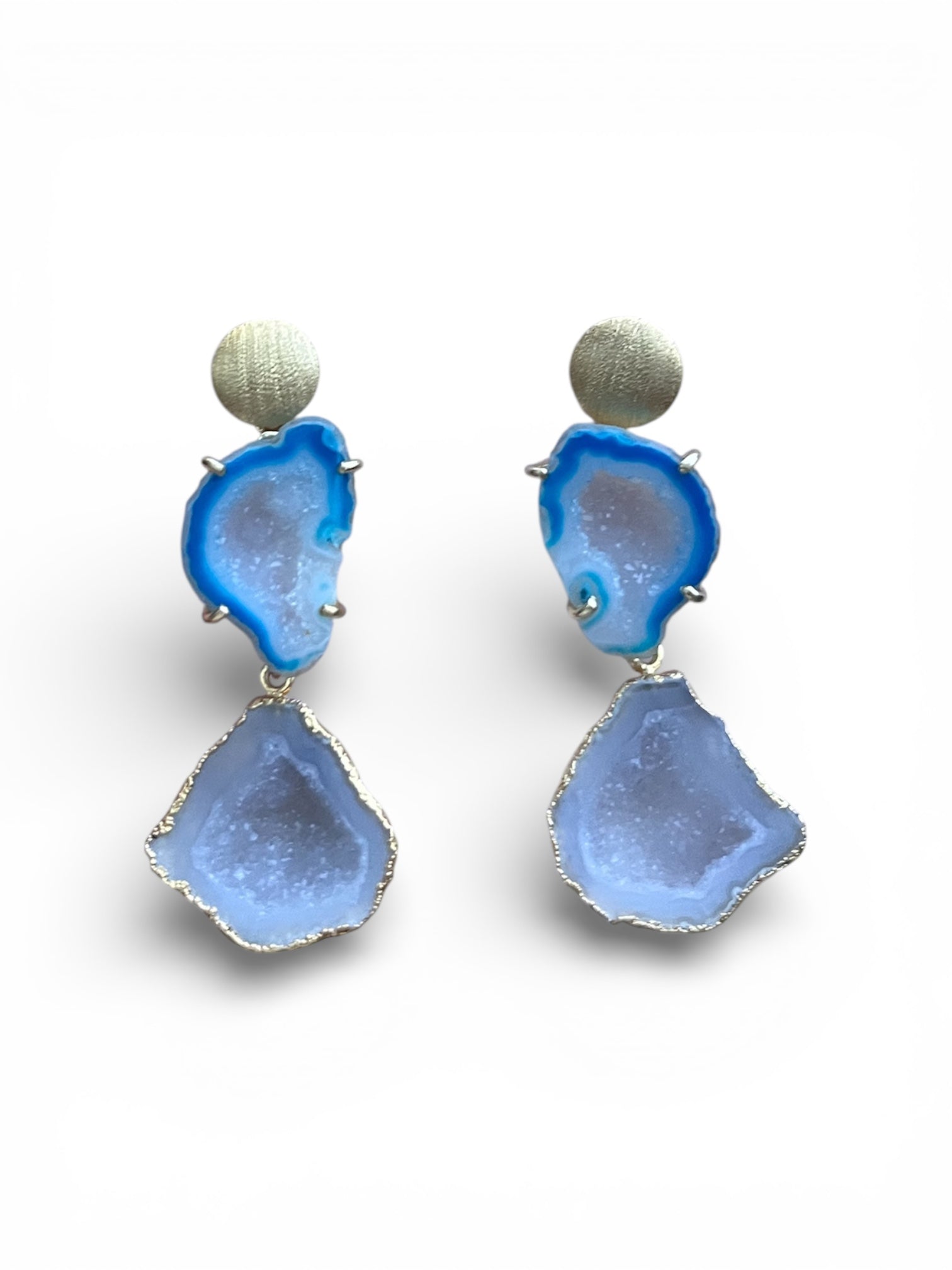 Circle Aqua & Grey Earrings