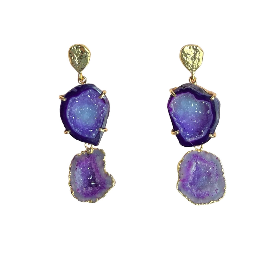 Purple & Lavender Rocks In The Sky Earring