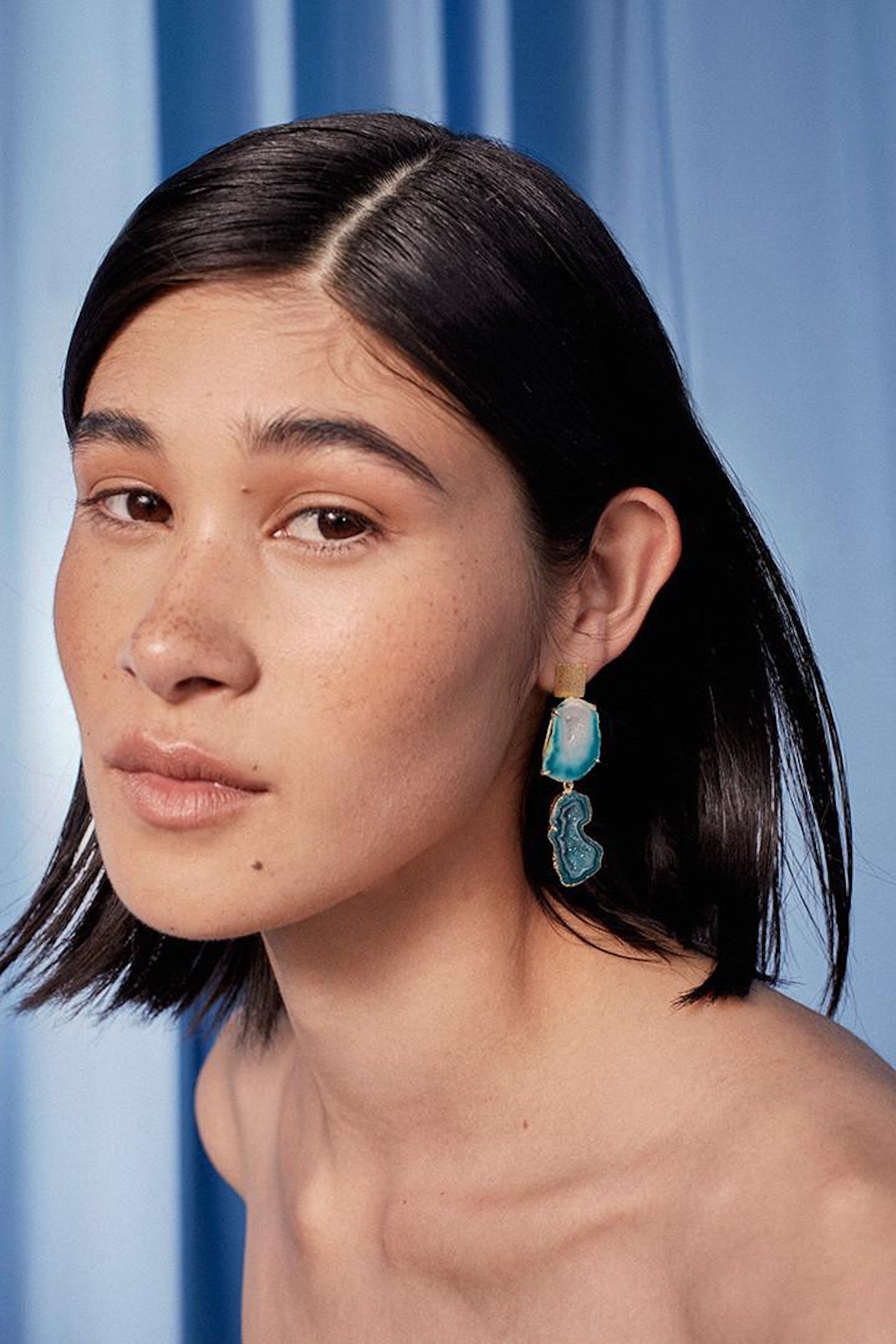Double Aqua Cocktail Earrings