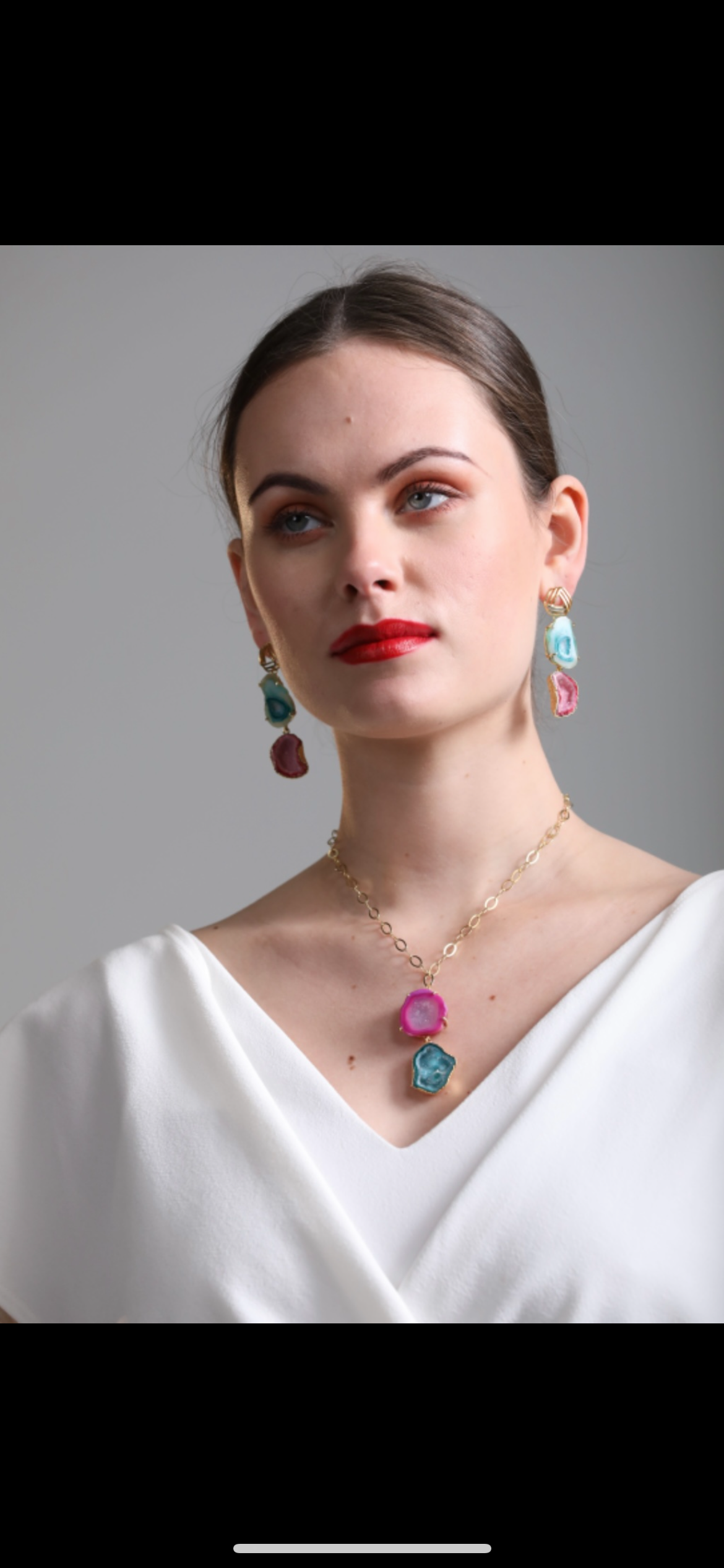 Pink & Sea Green Rocks in The Sky Earrings