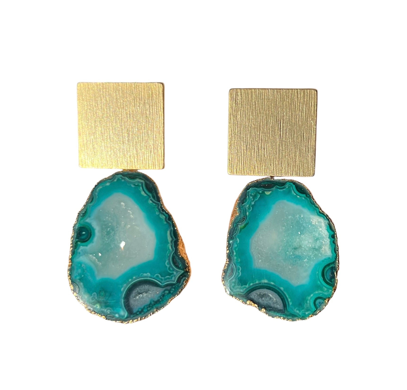 Rocks in the Sky Green Earrings Clip On