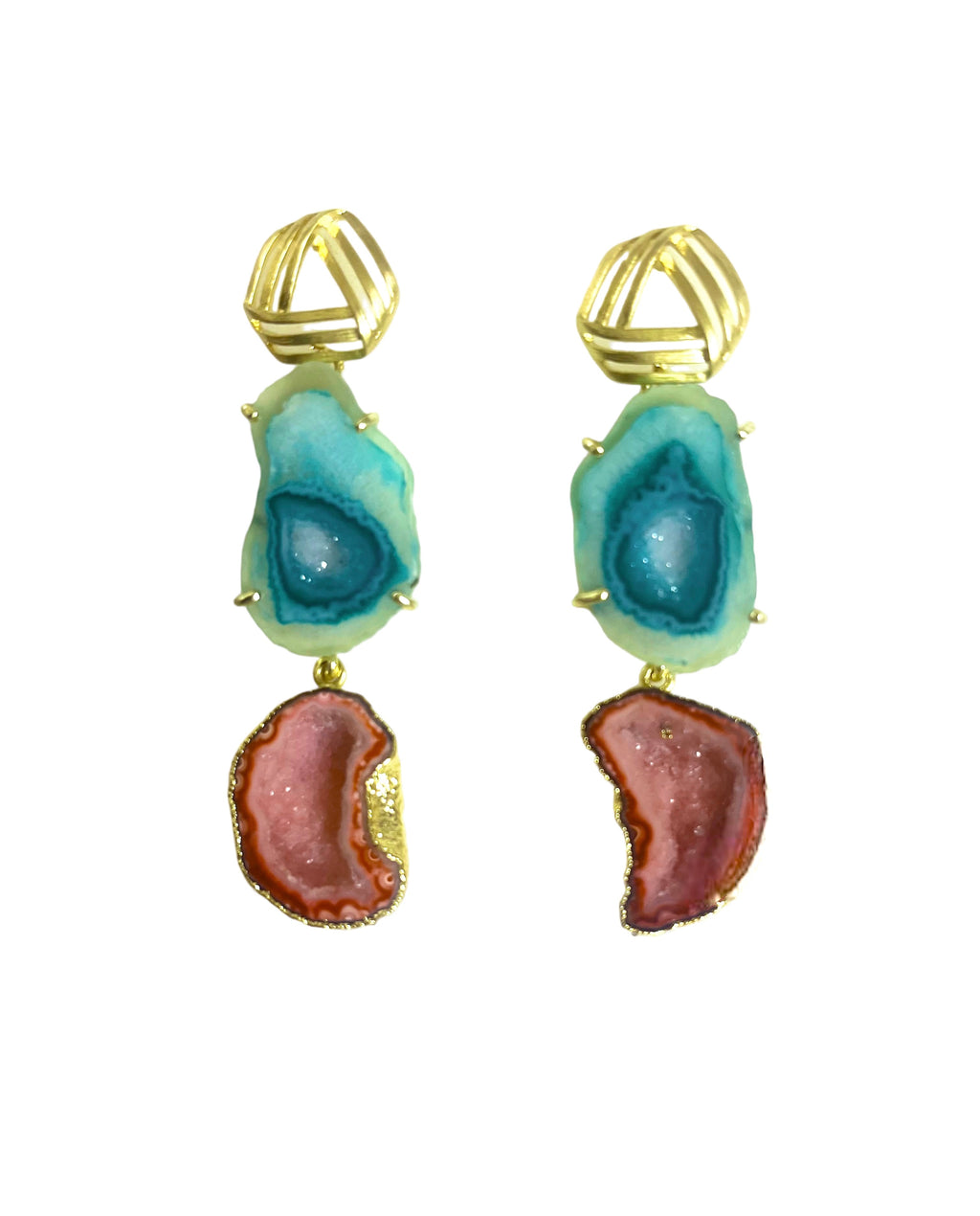 Pink & Sea Green Rocks in The Sky Earrings