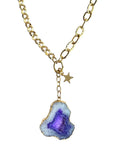 Purple Geode North Star Gold Necklace