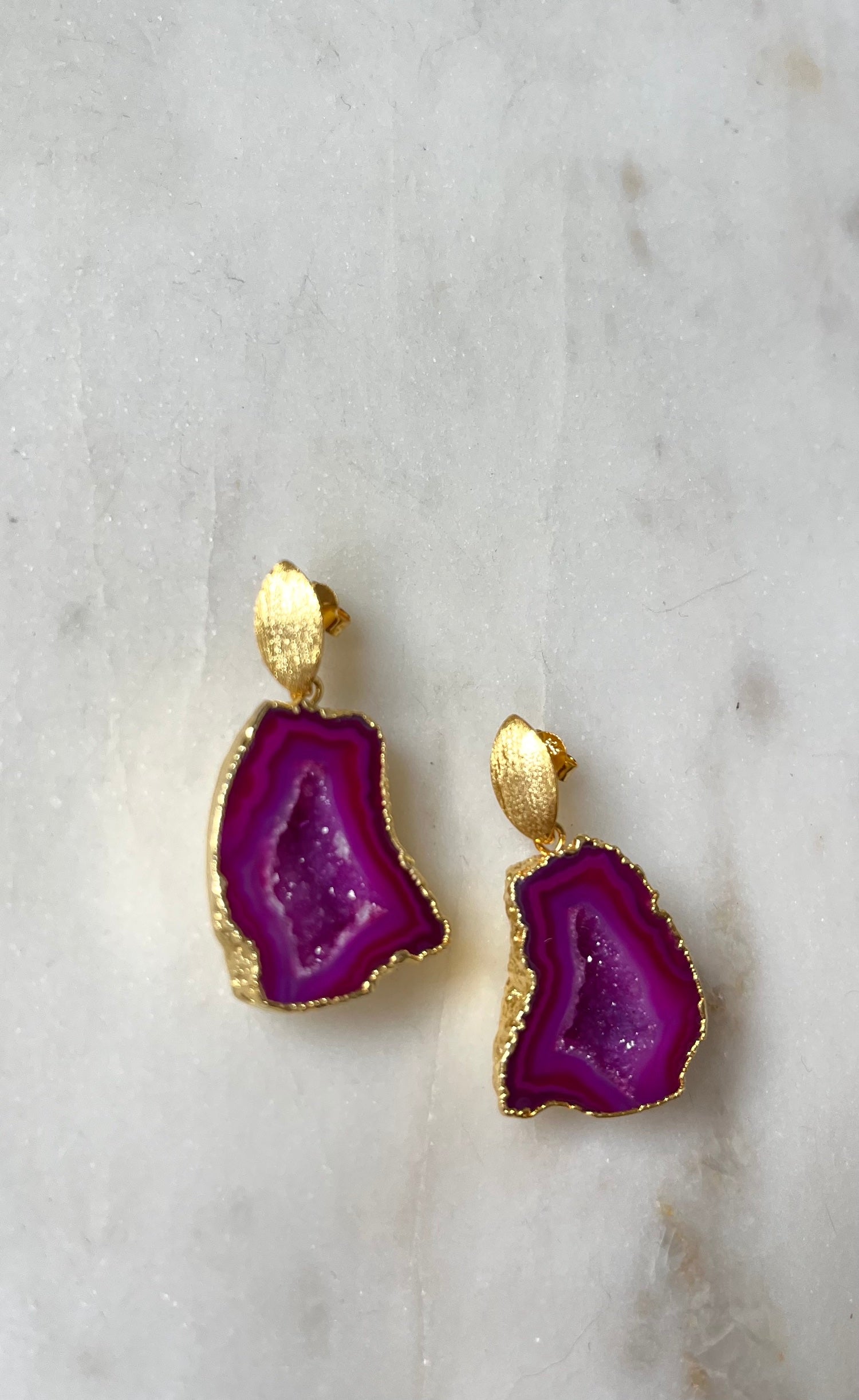 Oval Rocks in the Sky Pink Earrings