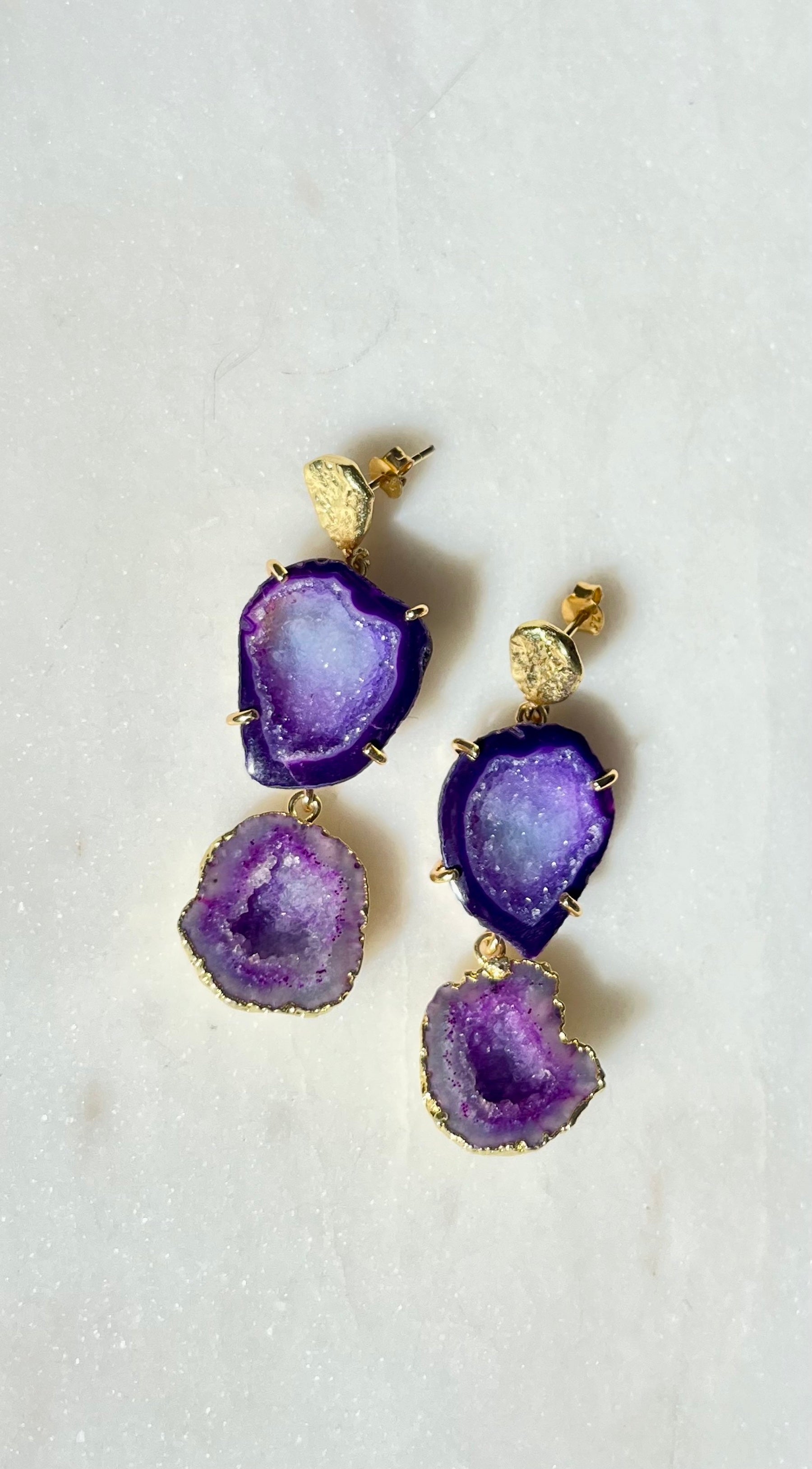 Purple & Lavender Rocks In The Sky Earring