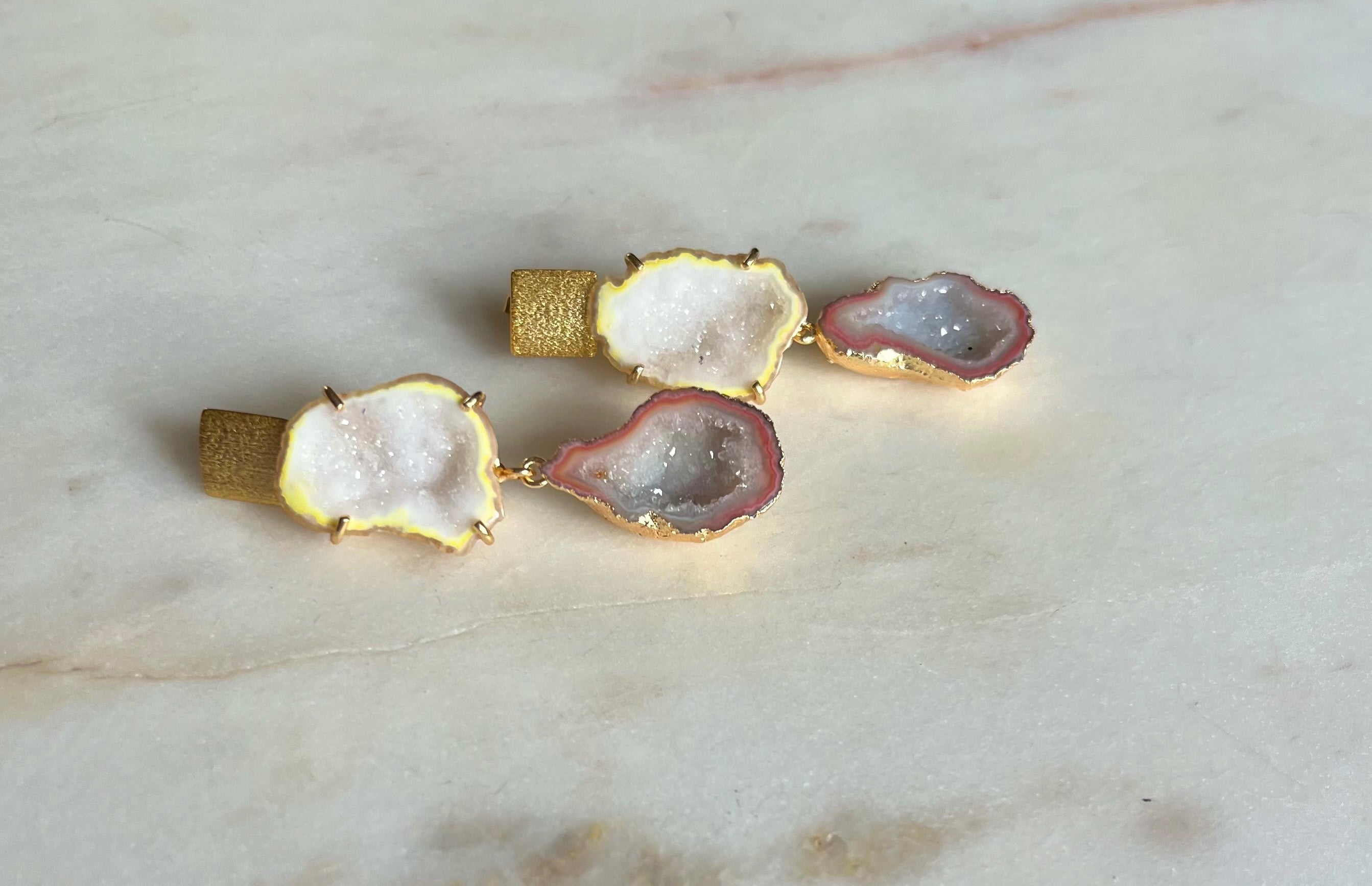 Lemon & Peach Rocks In The Sky Earrings