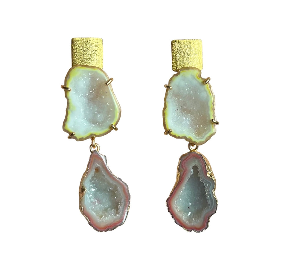 Lemon & Peach Rocks In The Sky Earrings