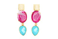 Pink Agate and Blue Chalcedony Cocktail Earrings