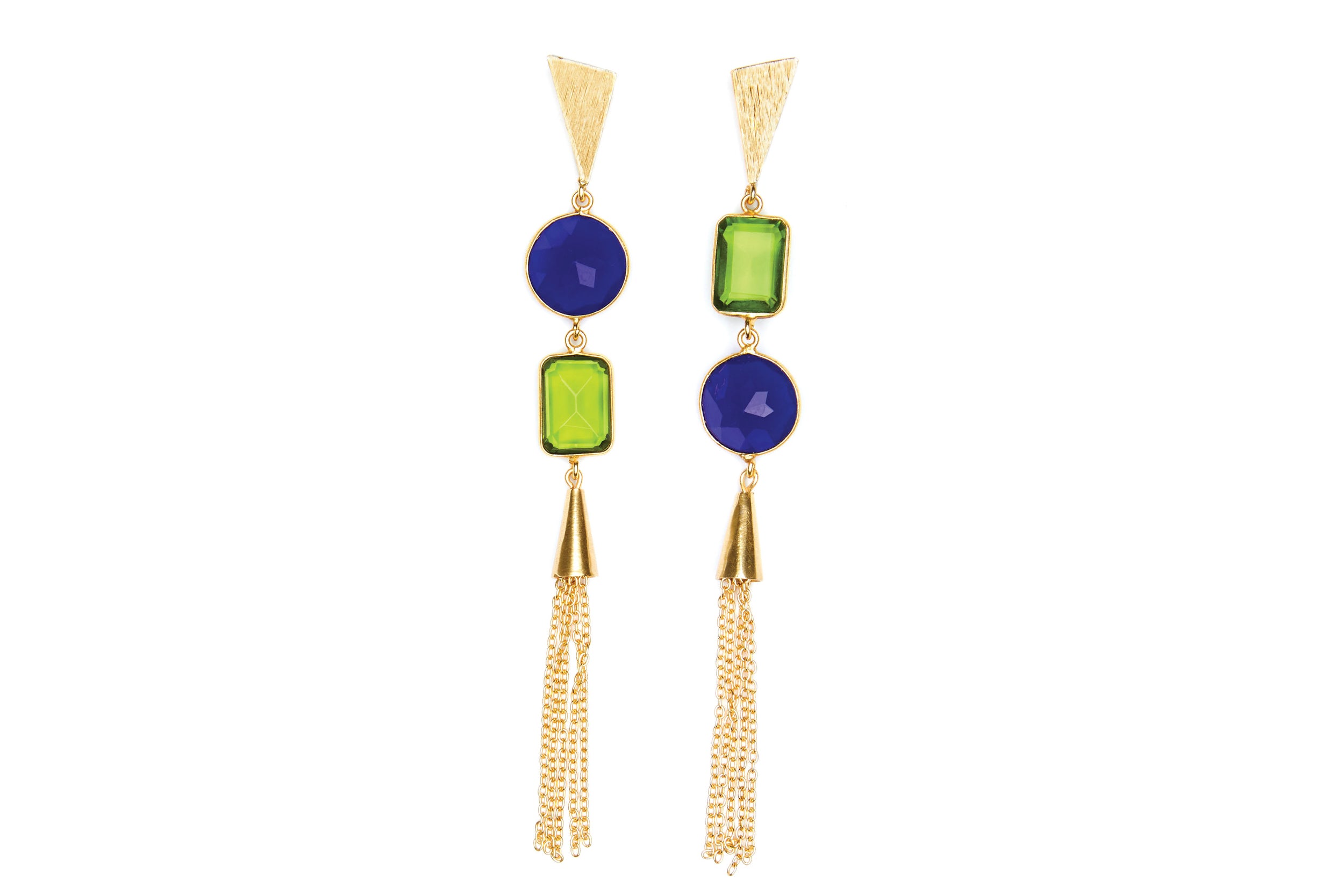 Deconstructed Gems Triangle Cocktail Earrings