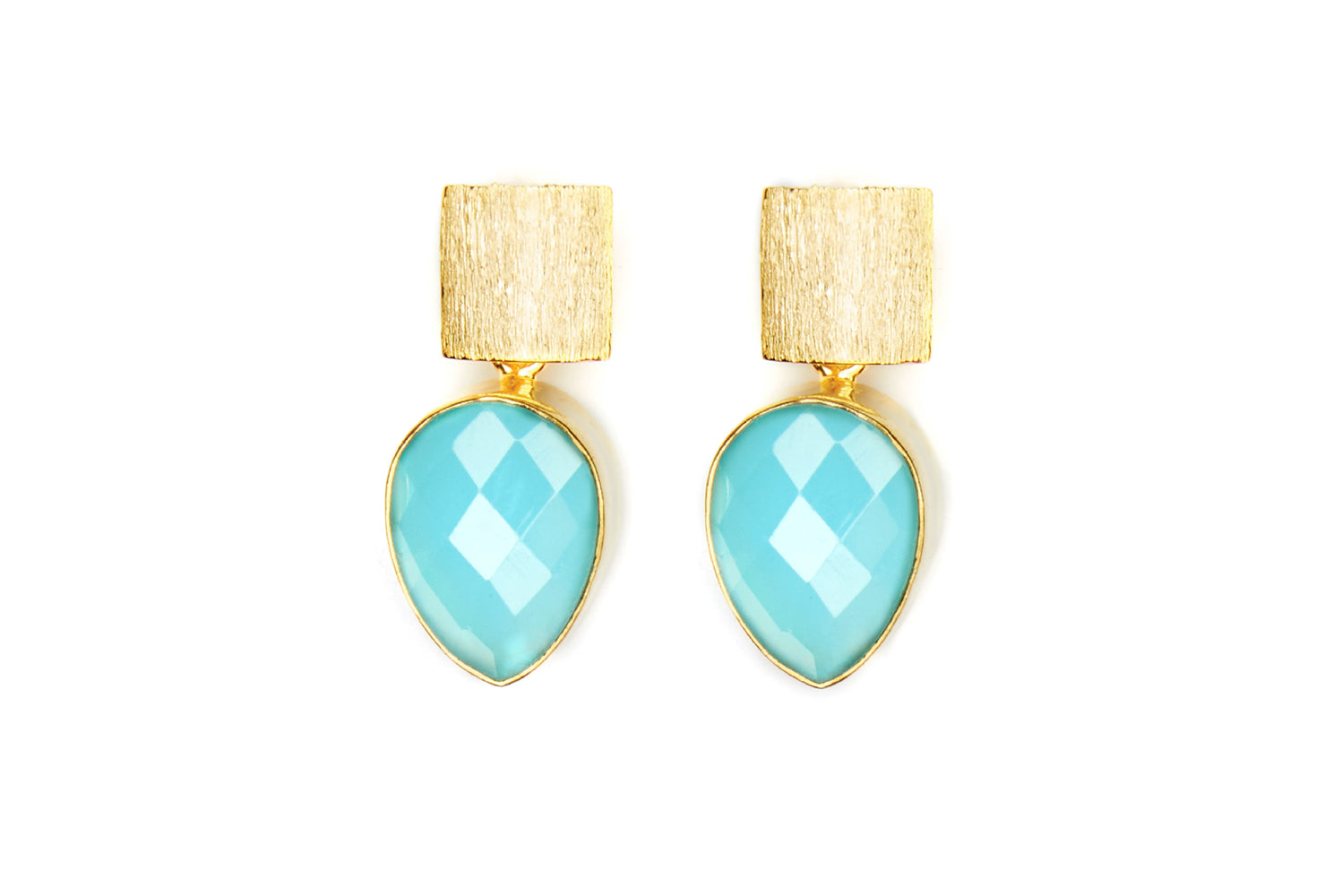 Blue Chalcedony Teardrop Earrings
