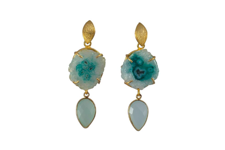 Aqua Double Drop Cocktail Earrings