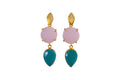 Pink Onyx and Blue Chalcedony Cocktail Earrings