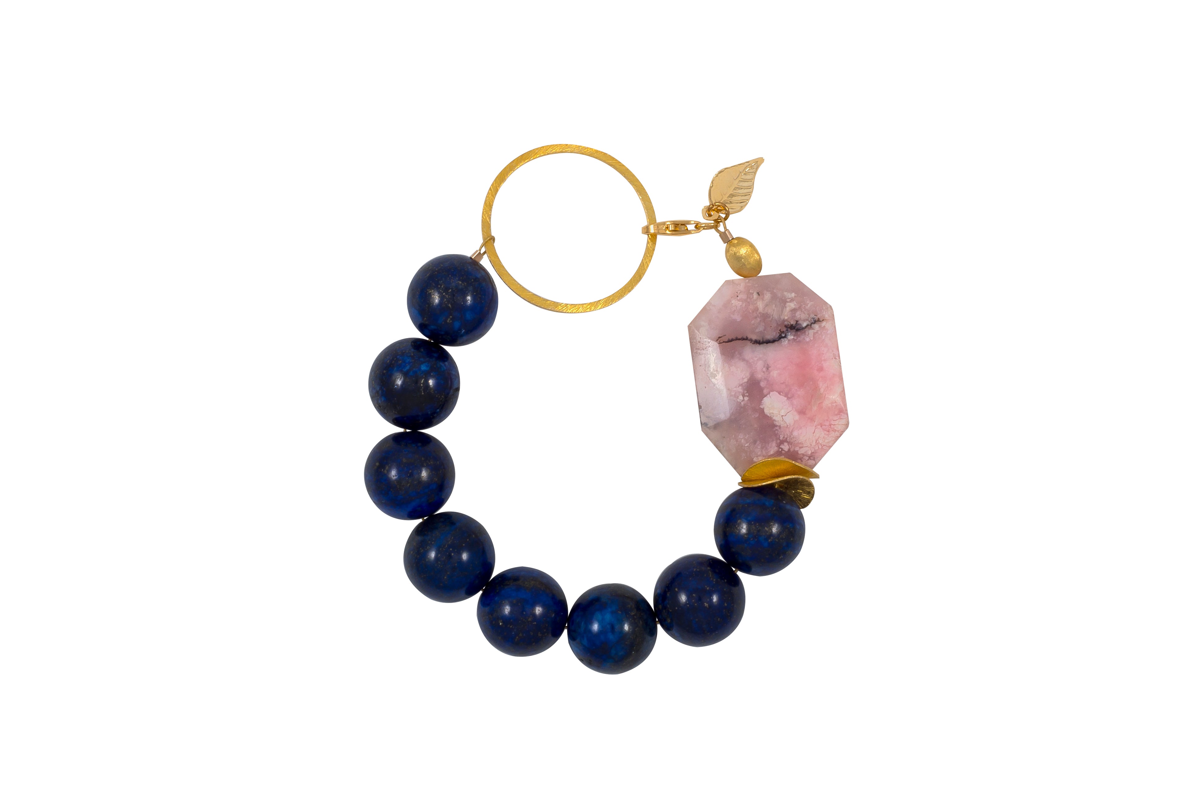 Peruvian Pink Opal and Lapis Lazuli Vermeil Bracelet