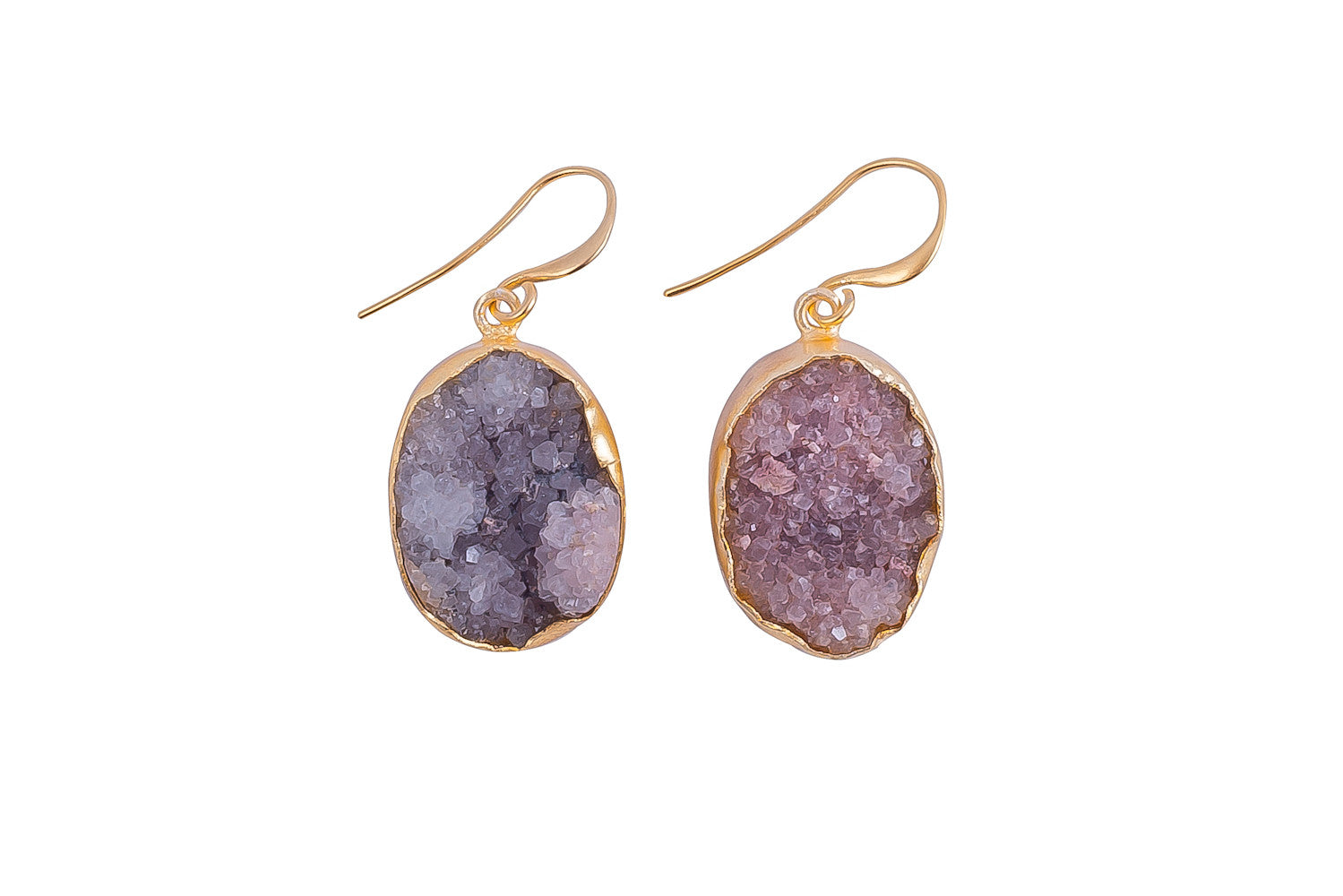 Grey Raw Druzy Earrings