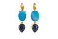 Blue Agate and Black Onyx Cocktail Earrings