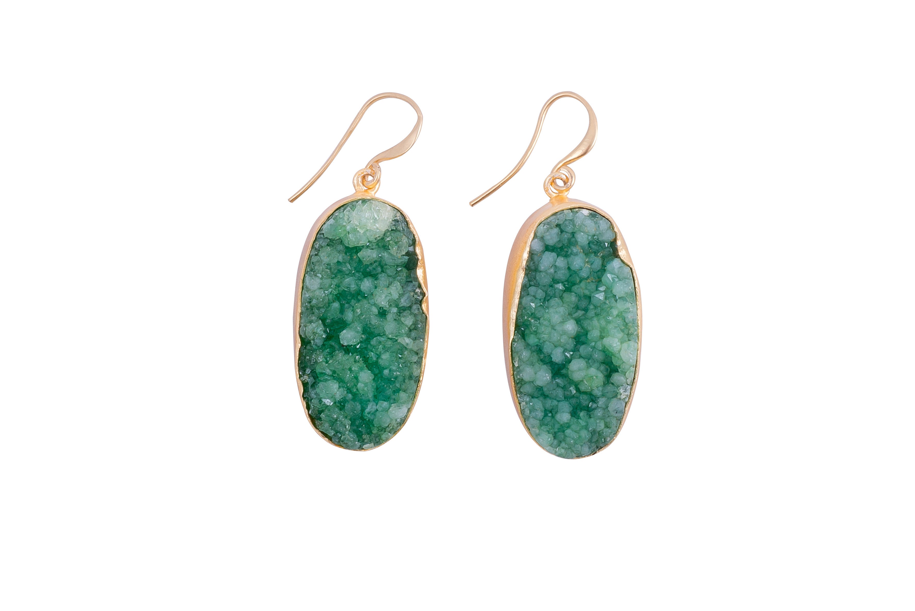 Green Raw Druzy Earrings