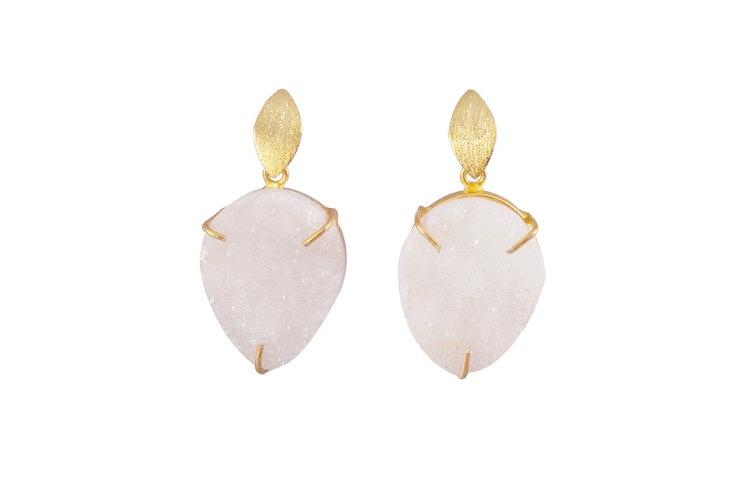 White Druzy Drop Earrings