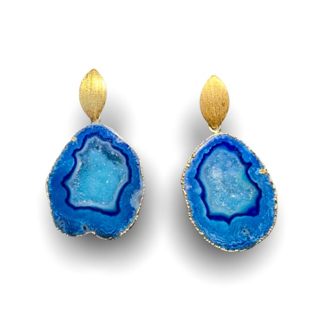 Rocks in the Sky Blue Oval Drop Earrings