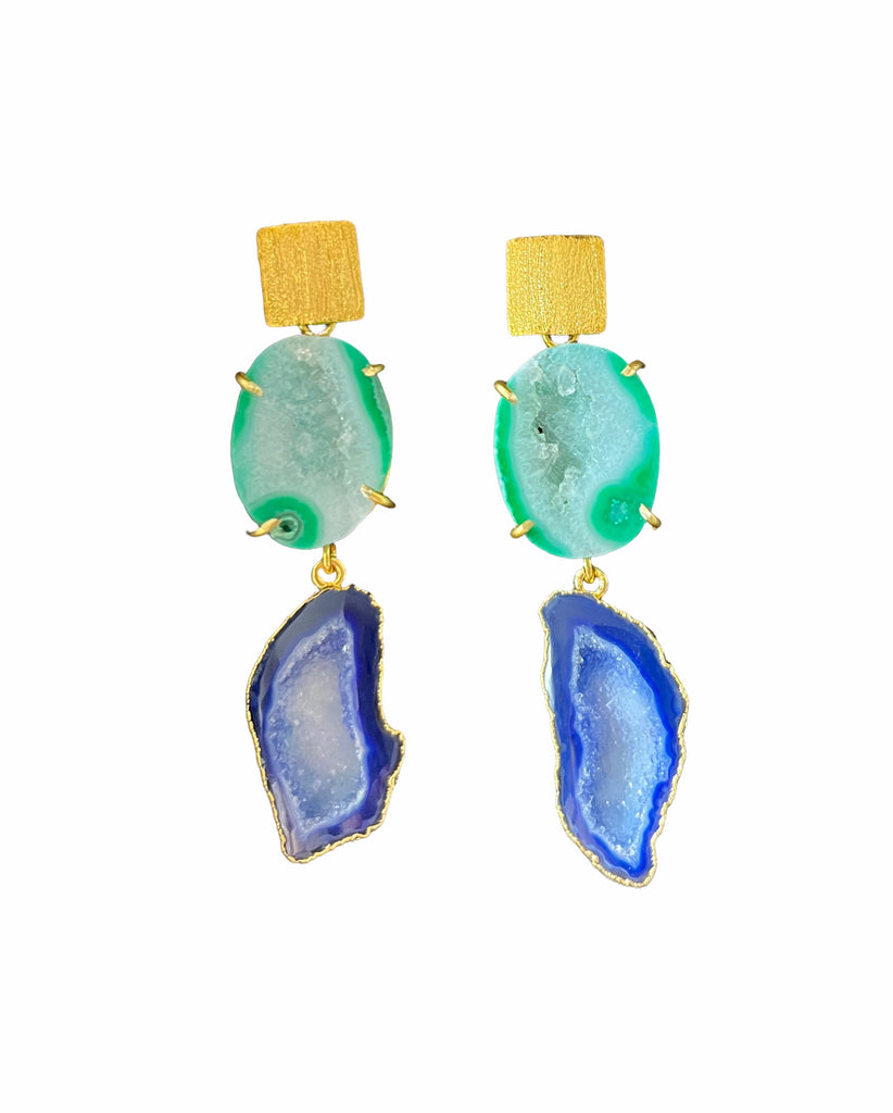 Green and Blue Summer Rocks Earrings