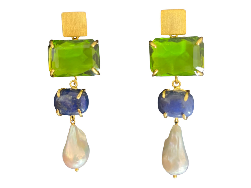 Oceania Earrings Green & Navy